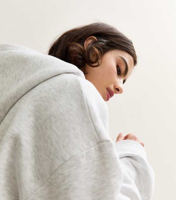 New Look Grey Oversized Jersey Hoodie