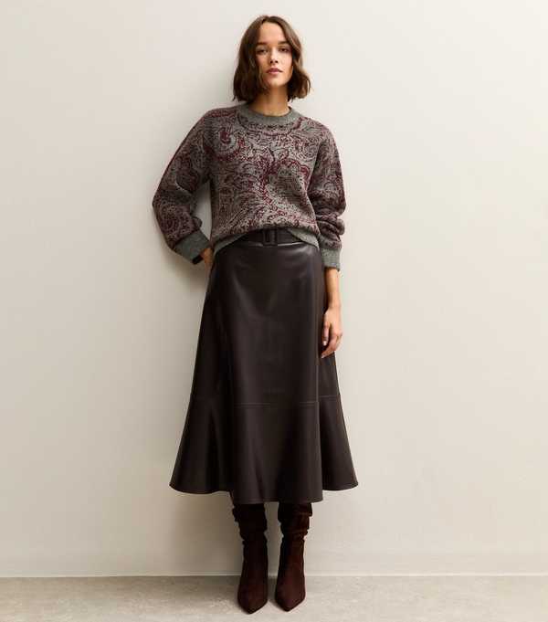 New Look Grey Paisley Crew Neck Jumper