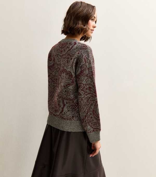 New Look Grey Paisley Crew Neck Jumper