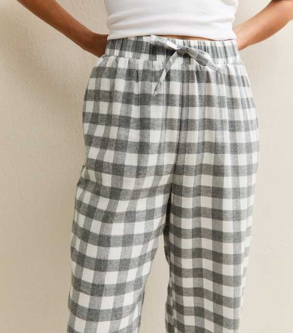 New Look Grey Woven Check Print Pyjama Bottoms
