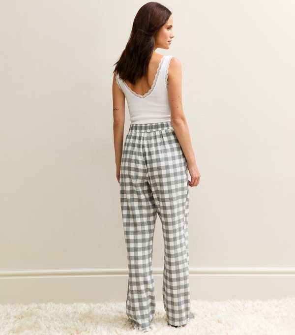 New Look Grey Woven Check Print Pyjama Bottoms