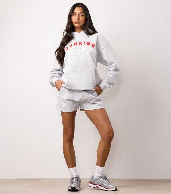 New Look Gym King Grey Logo Appliqued Hoodie