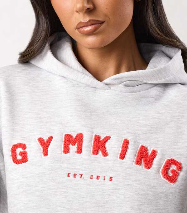 New Look Gym King Grey Logo Appliqued Hoodie