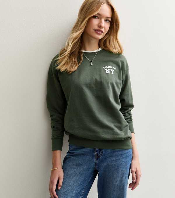 New Look Khaki NY Print Sweatshirt