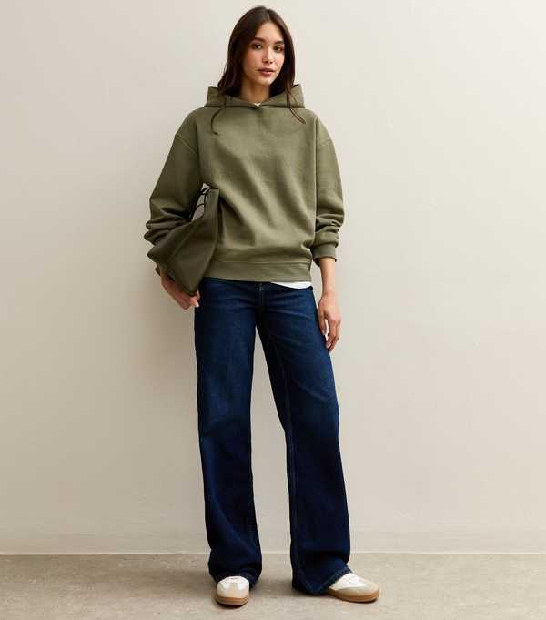 New Look Khaki Relaxed Drop Shoulder Hoodie