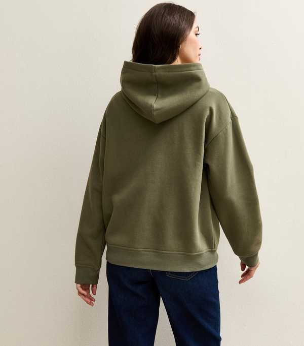 New Look Khaki Relaxed Drop Shoulder Hoodie