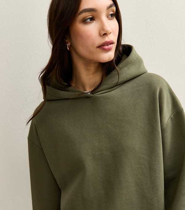 new look Khaki Relaxed Drop Shoulder Hoodie