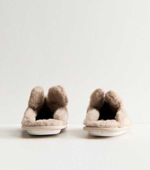 New Look Light Brown Rabbit Mule Slipper