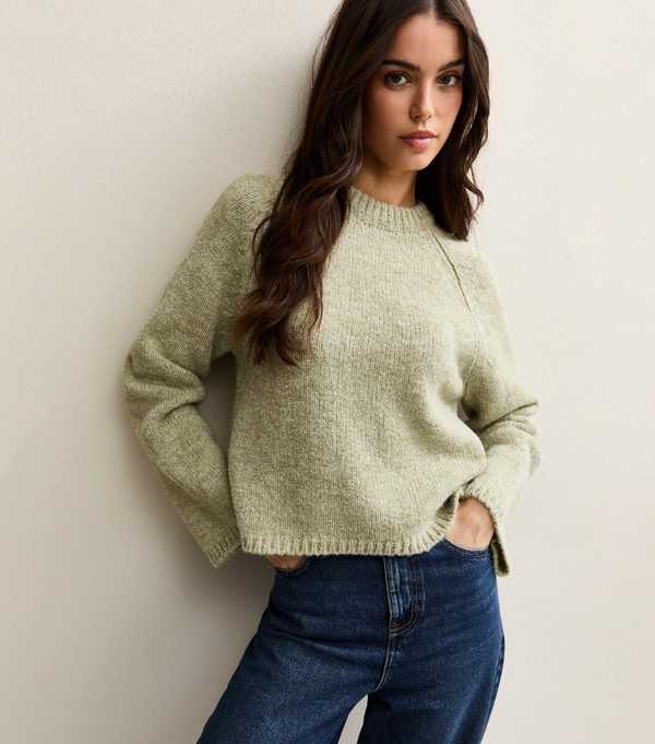 new look Light Green Wide Sleeve Raglan Jumper
