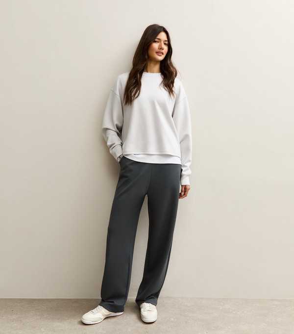 new look Light Grey Premium Barrel Leg Joggers