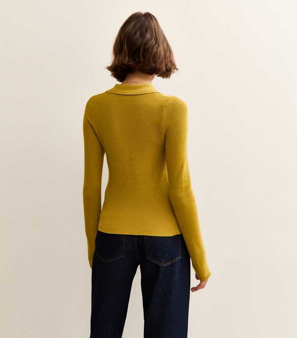 New Look Mid Green Lightweight Button Up Polo Top