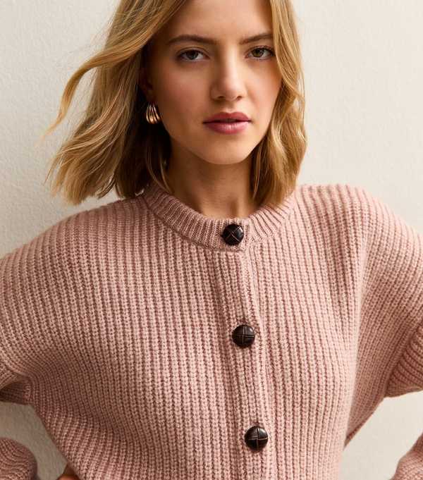 New Look Mid Pink Rib Knit Cardigan