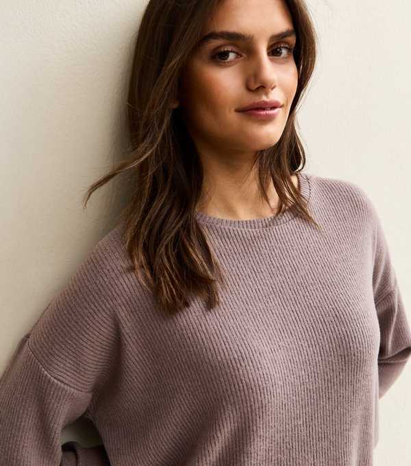 New Look Mink Brushed Ribbed Top