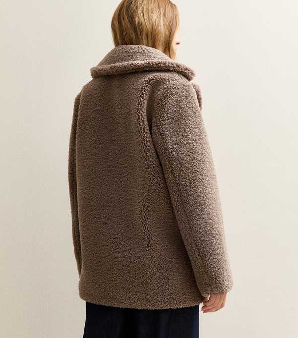 New Look Mink Collared Long Sleeve Borg Coat