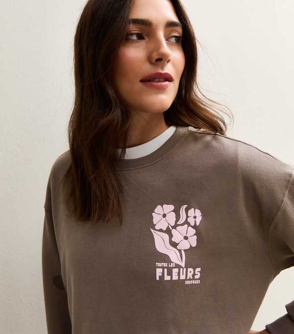 New Look Mink Fleurs Flower Print Sweatshirt