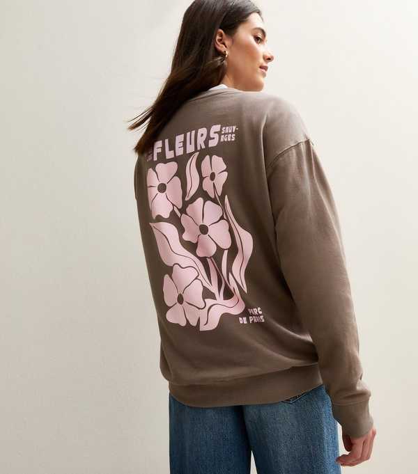 New Look Mink Fleurs Flower Print Sweatshirt