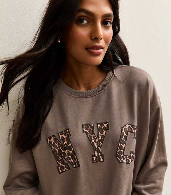 new look Mink NYC Leopard Logo Sweatshirt