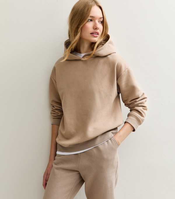 New Look Mink Relaxed Drop Shoulder Hoodie