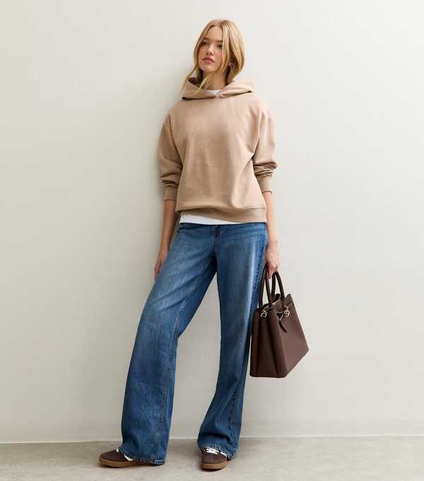 New Look Mink Relaxed Drop Shoulder Hoodie