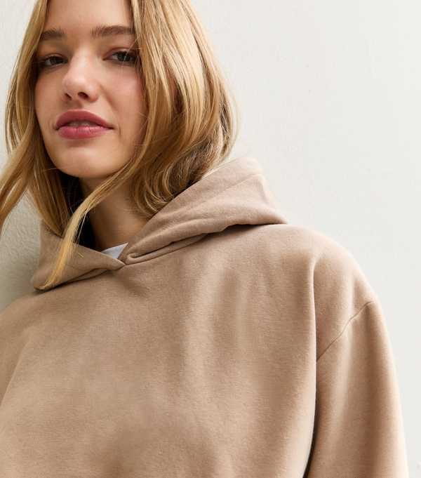 new look Mink Relaxed Drop Shoulder Hoodie