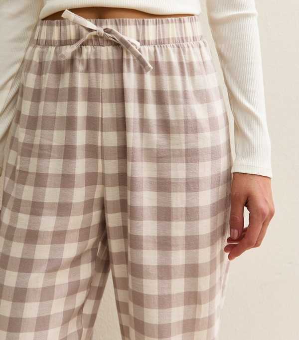 New Look Mink Woven Check Print Pyjama Bottoms