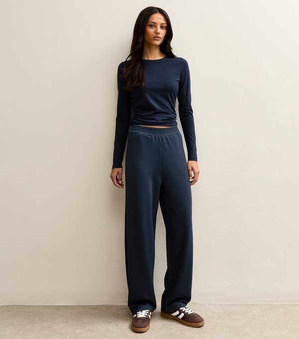 New Look Navy Premium Barrel Leg Joggers