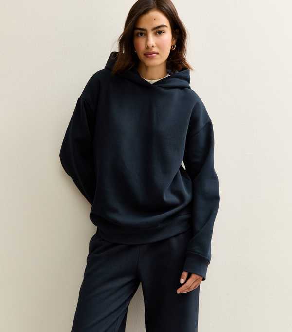 New Look Navy Relaxed Drop Shoulder Hoodie