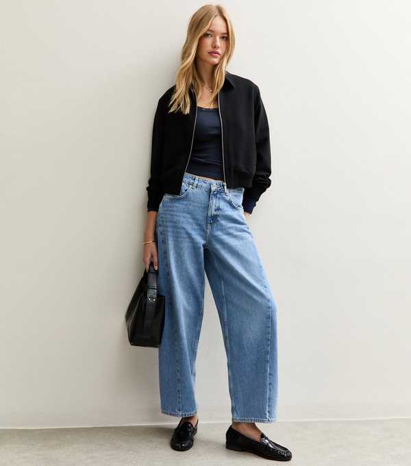 New Look Navy Scoop Neck Long Sleeve Ribbed Top