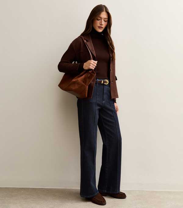 New Look Navy Seam From Wide Leg Jeans