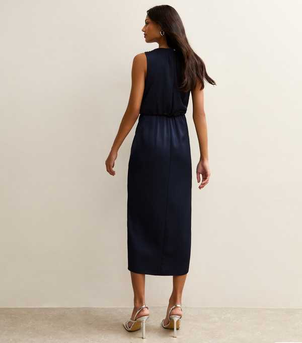 New Look Navy Sequin 2 In 1 Midi Dress