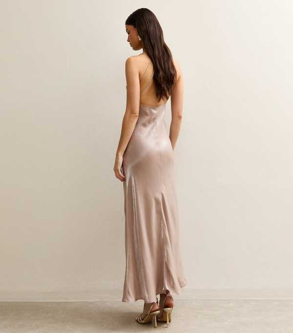 New Look Pale Pink Satin Slip Maxi Dress