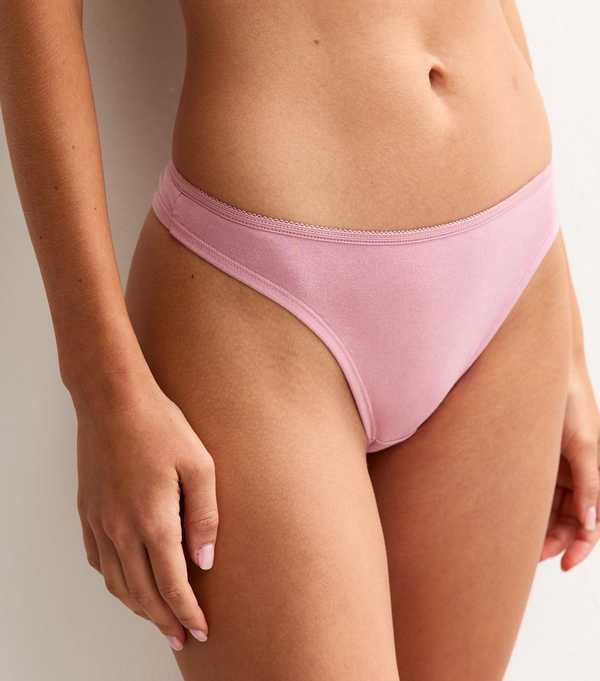 New Look Pink Cotton Ruched Thong