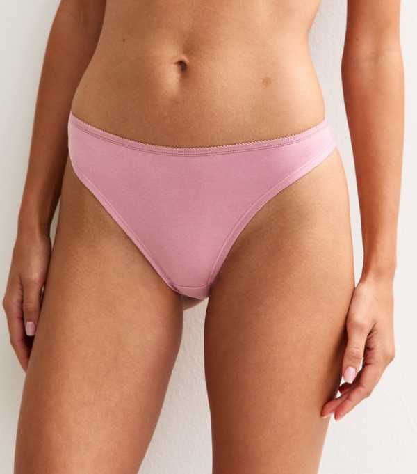 new look Pink Cotton Ruched Thong