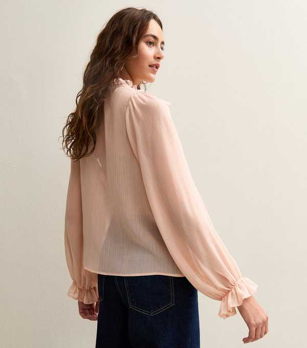 New Look Pink Frill Trim Chiffon Blouse