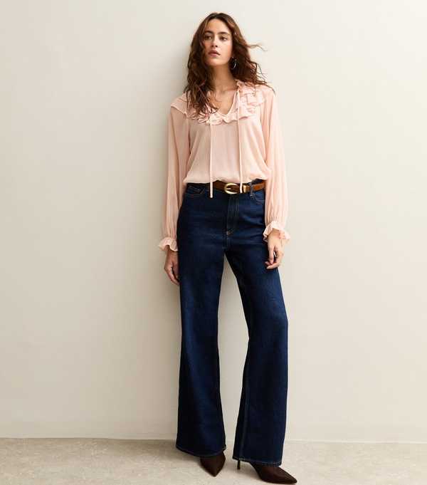 new look Pink Frill Trim Chiffon Blouse