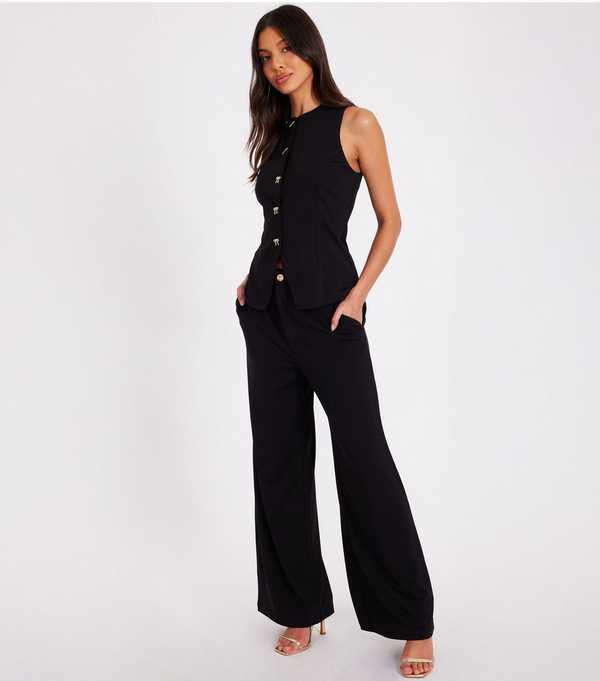 New Look QUIZ Black Woven Trouser