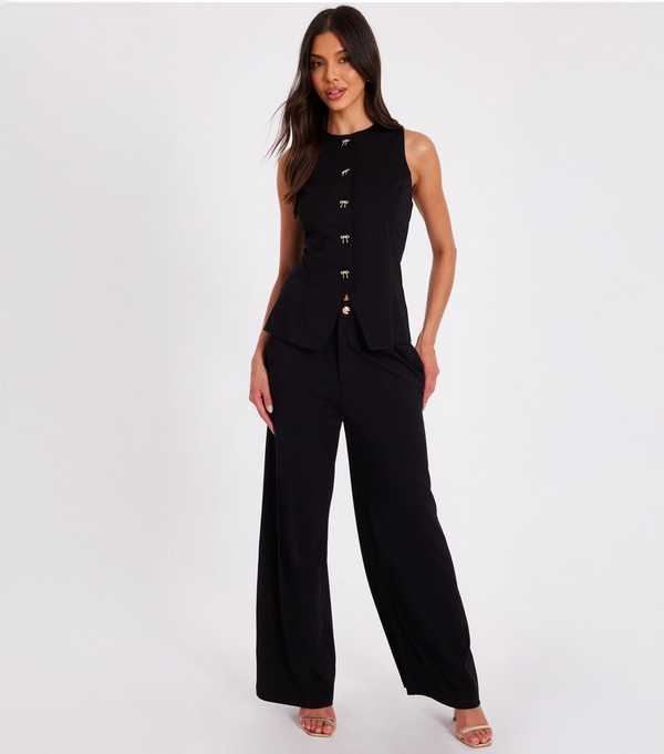 new look QUIZ Black Woven Trouser