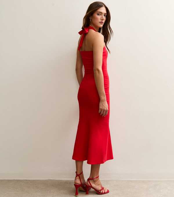 New Look Red Halter Neck Midi Dress