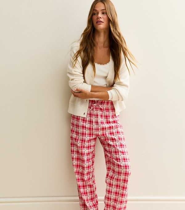 New Look Red Heart Check Pyjama Bottoms