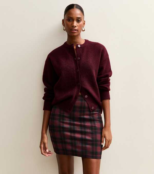new look Red Jersey Check Mini Skirt
