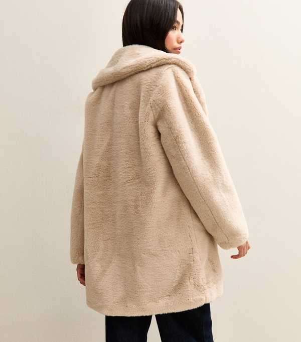 New Look Stone Faux Fur Midi Coat