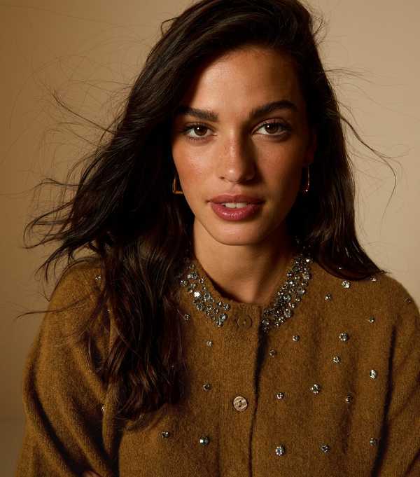 New Look Tan Diamanté Embellished Cardigan