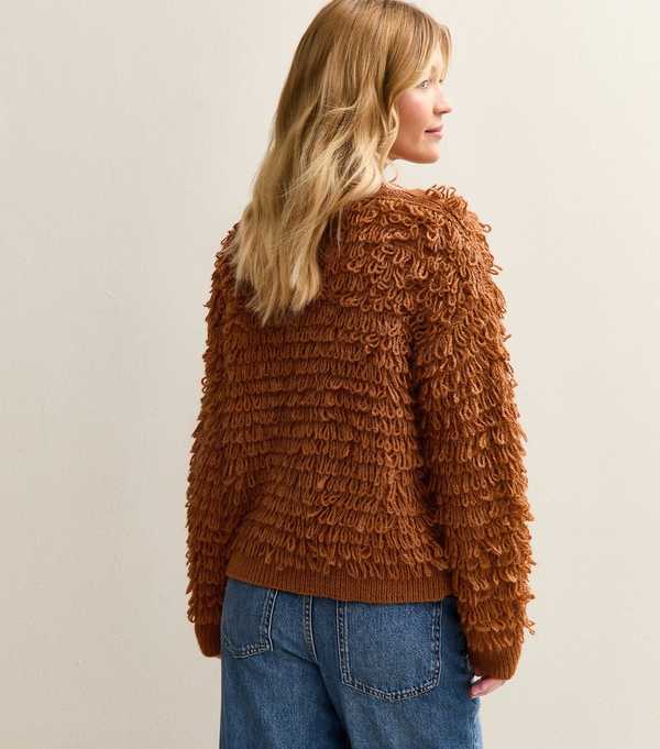 New Look Tan Looped Fringe Jumper