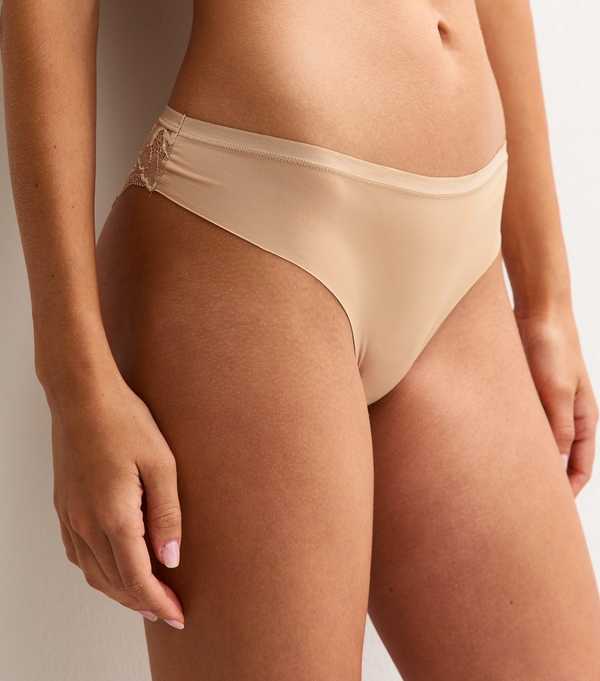 new look Tan No VPL Lace Back Brazilian Briefs