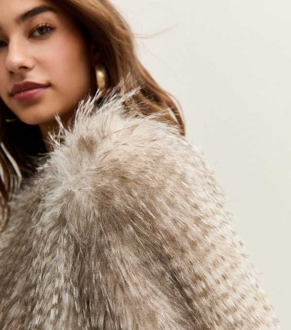 New Look White Faux Fur Midi Coat