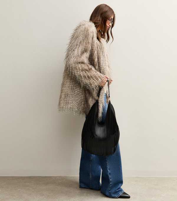 New Look White Faux Fur Midi Coat