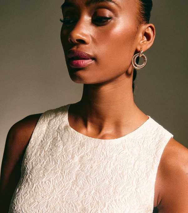 New Look White Jacquard Feather Trim Mini Dress