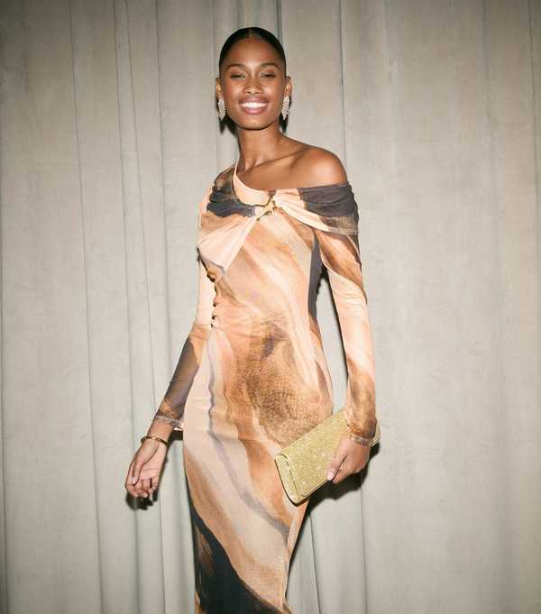 New Look Pink And Grey Mesh Marble Print Midi Dress