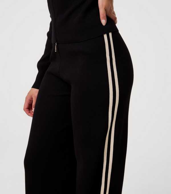 New Look Pink Vanilla Black Contrast Stripe Wide Leg Trousers