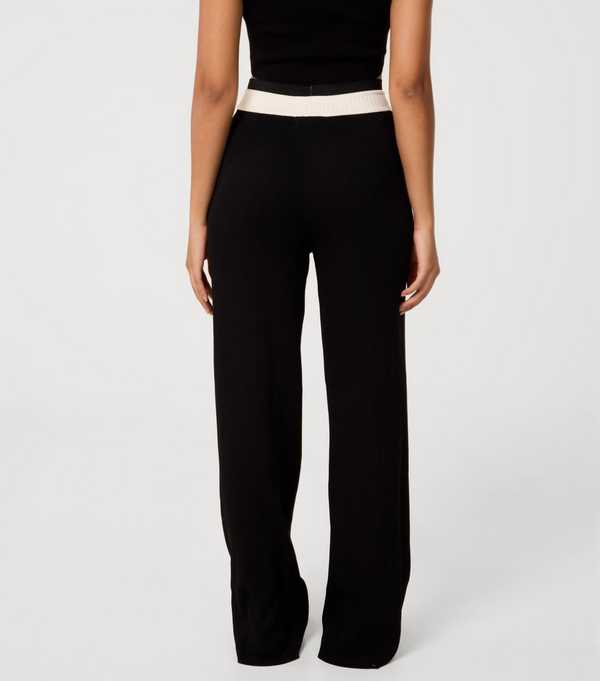 New Look Pink Vanilla Black Contrast Waistband Wide Leg Joggers